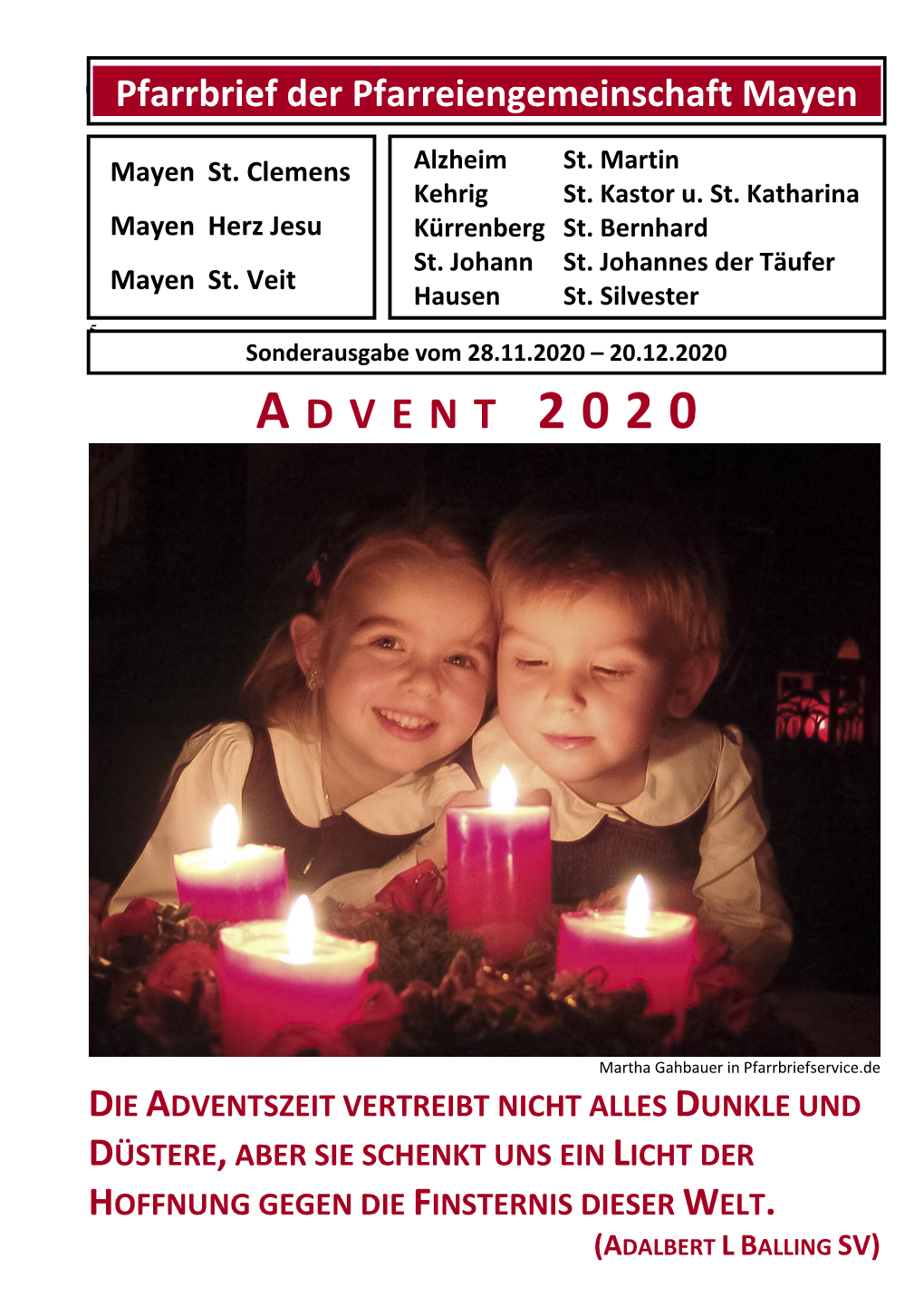 Pfarrbrief Dezember 2020