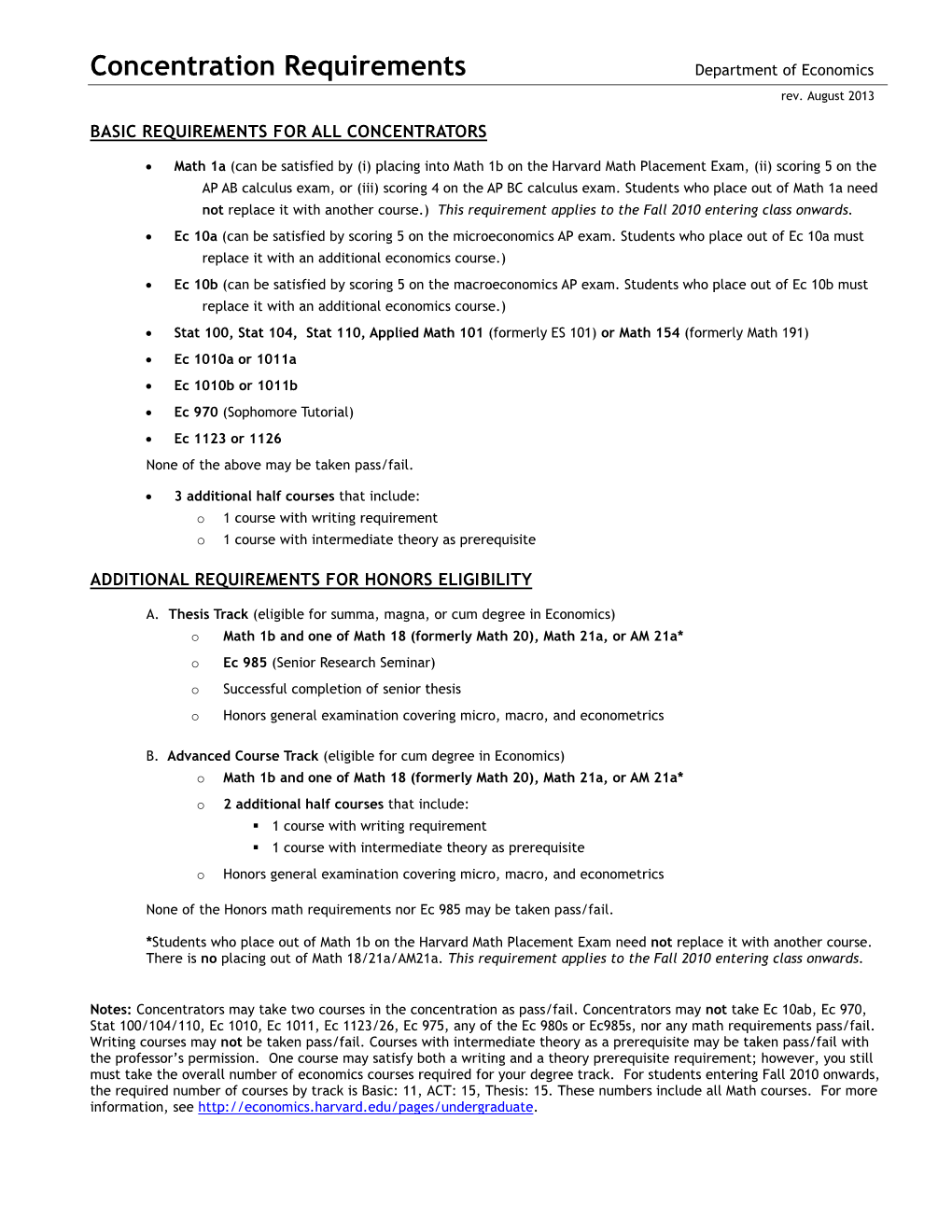 Economics 985 Course Offerings