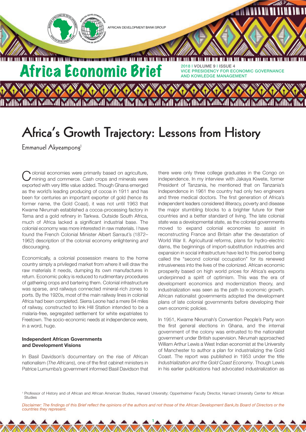 Africa Economic Brief and KOWLEDGE MANAGEMENT