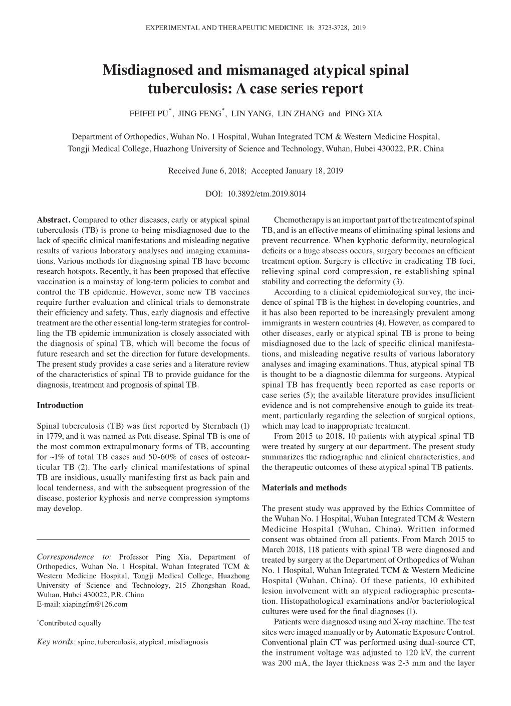 Misdiagnosed and Mismanaged Atypical Spinal Tuberculosis: a Case Series Report