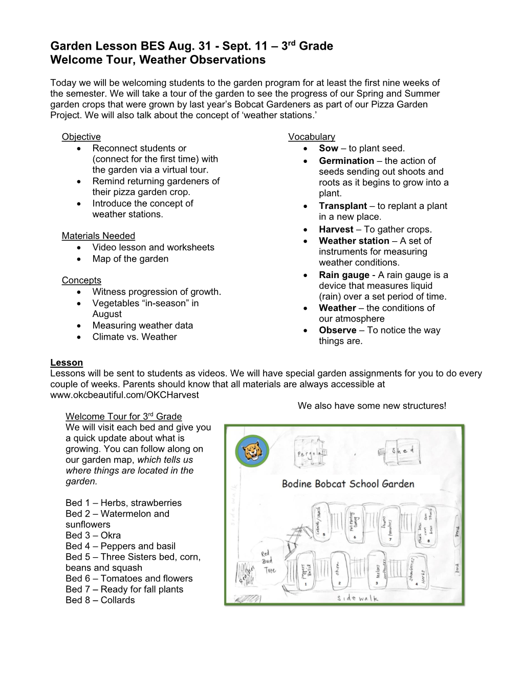 Garden Lesson BES Aug. 31 - Sept