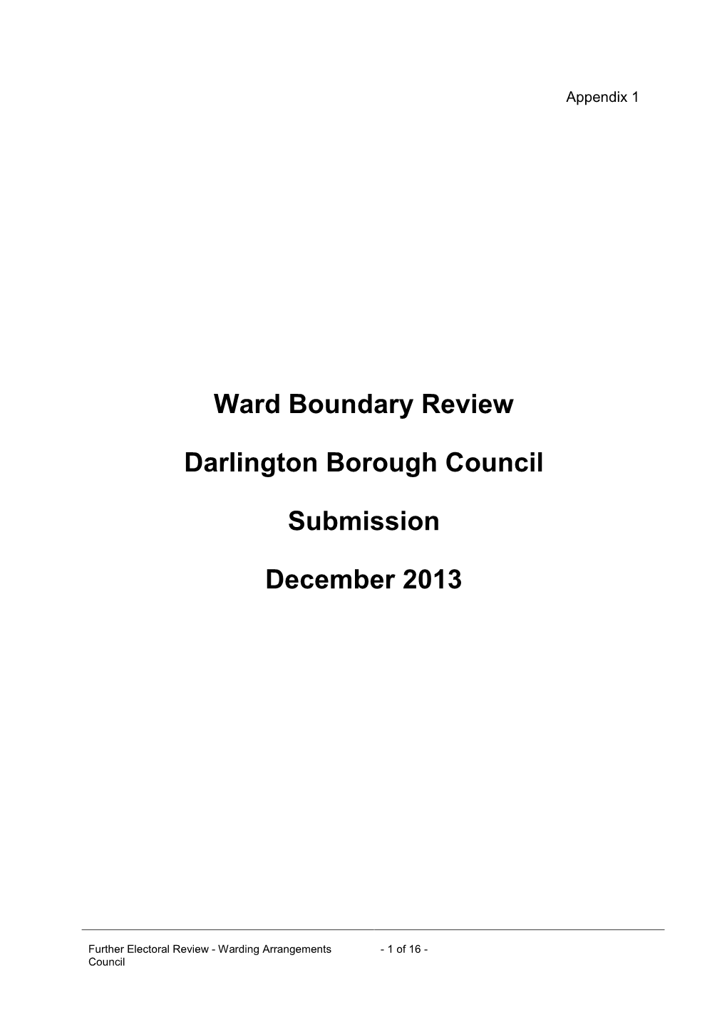 Ward Boundary Review Darlington Borough Council