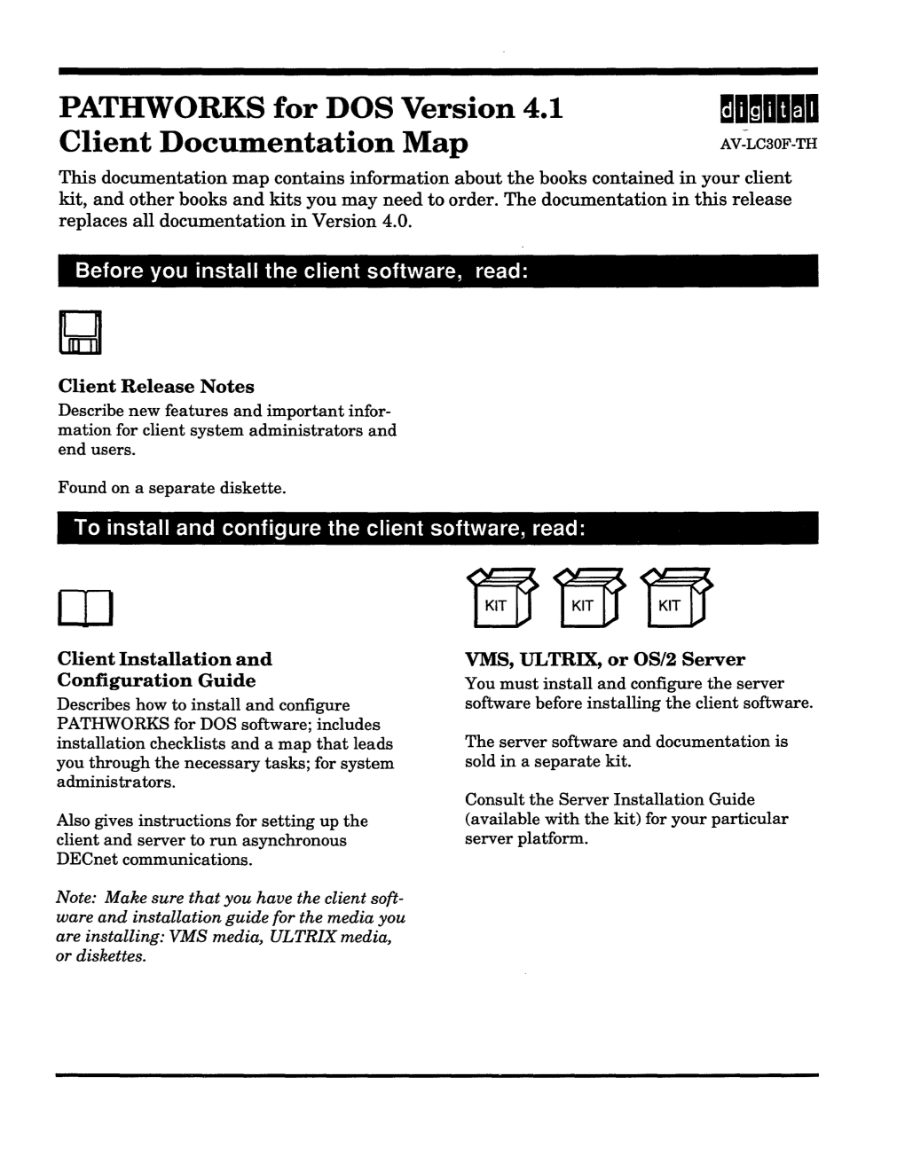 PATHWORKS for DOS Version 4.1 Client Documentation Map Mamaola