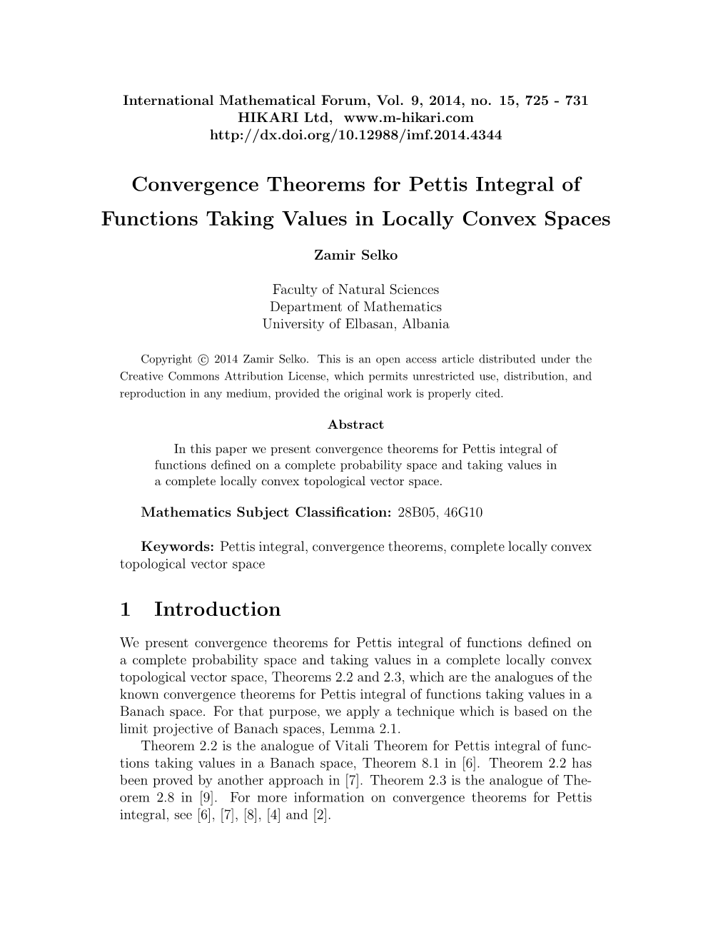 Convergence Theorems for Pettis Integral of Functions Taking Values in Locally Convex Spaces