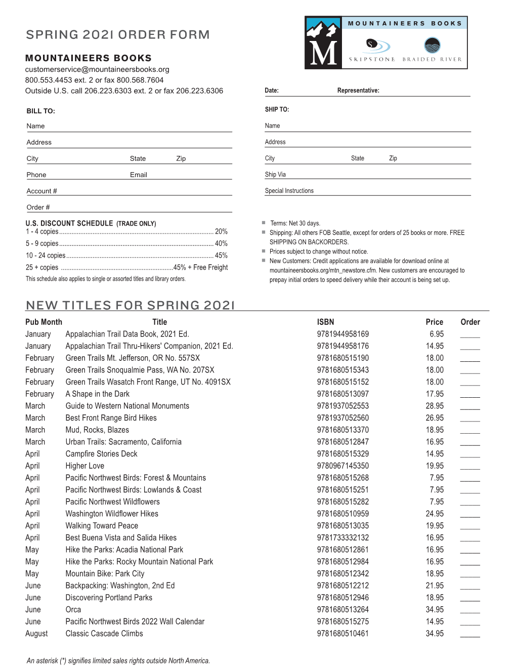 Spring 2021 Order Form