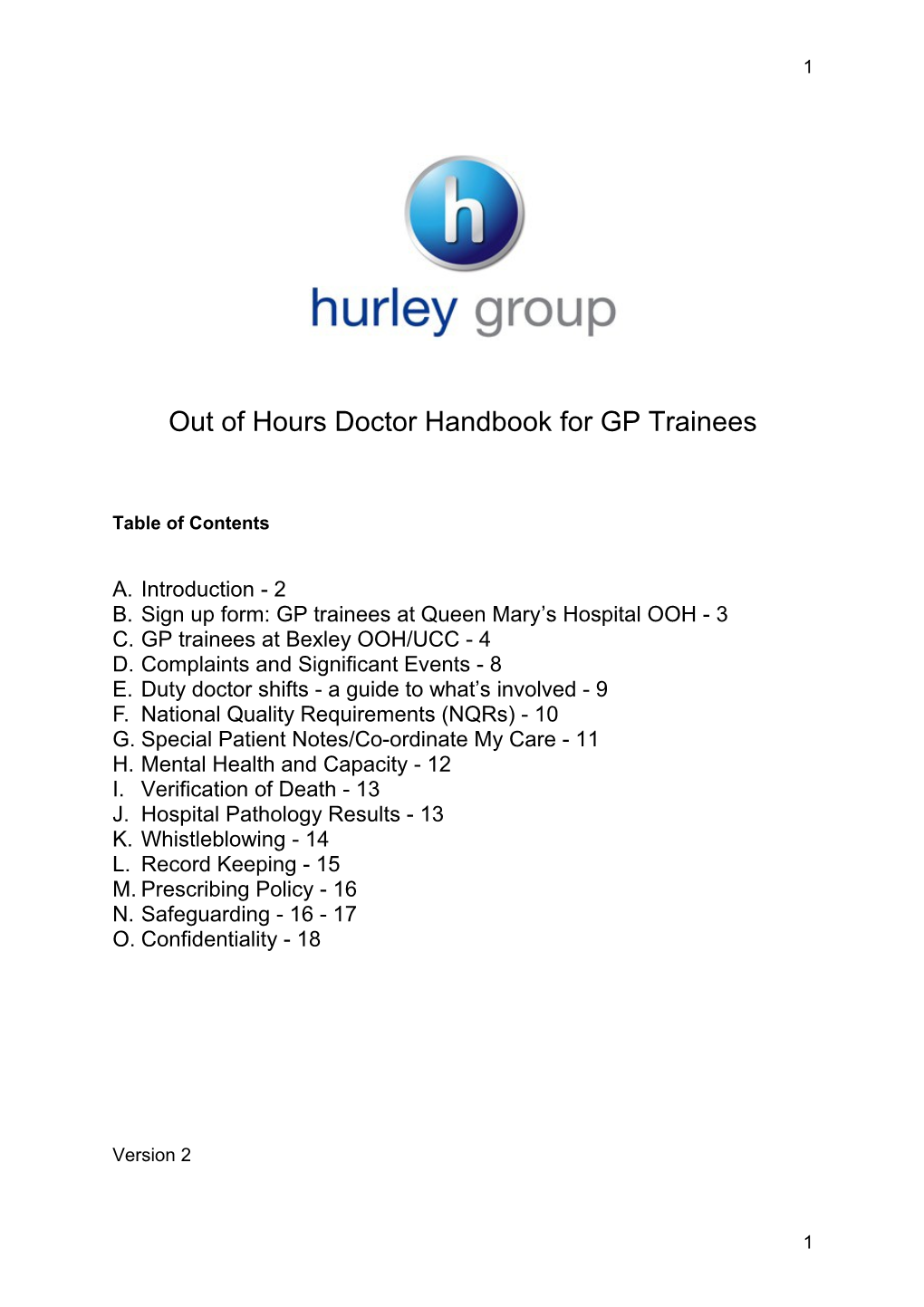 Out of Hours Doctor Handbook for GP Trainees