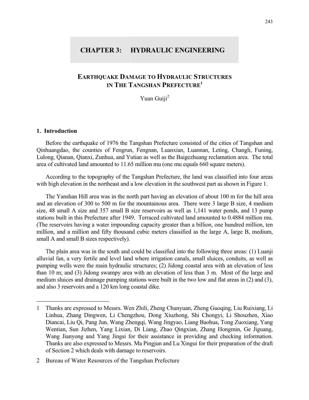 Chapter 3: Hydraulic Engineering Earthquake Damage to Hydraulic Structures