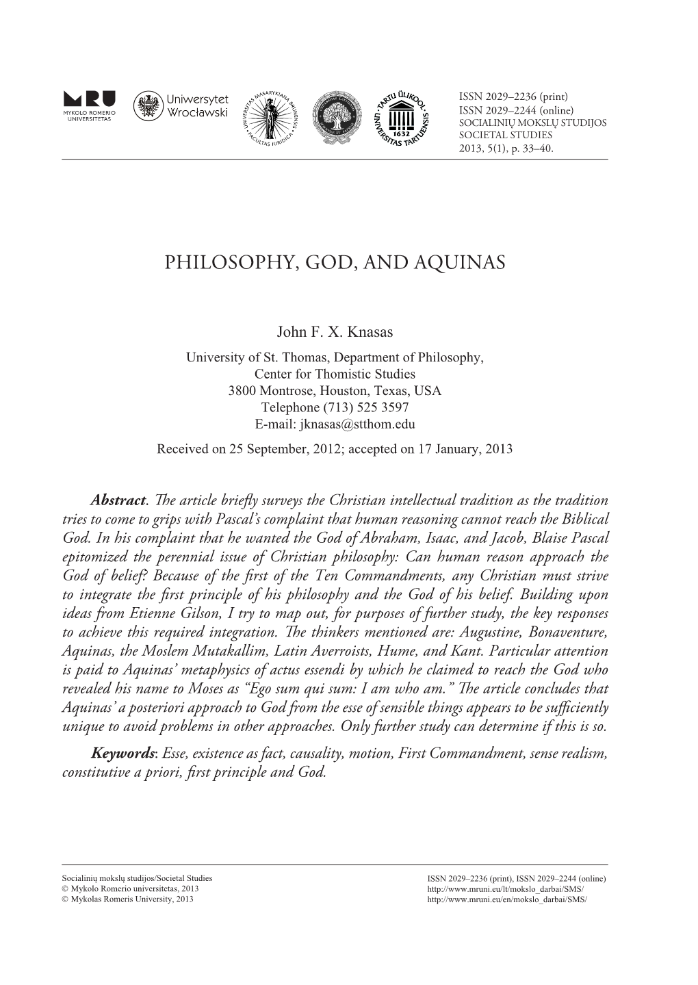 Philosophy, God, and Aquinas