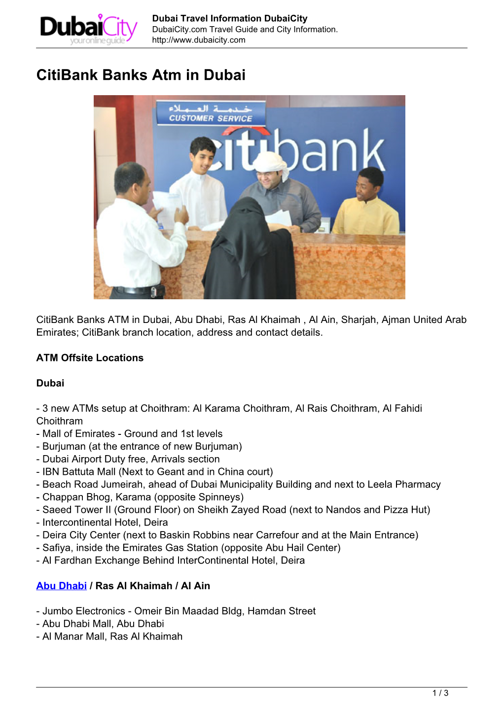 Citibank Banks Atm in Dubai