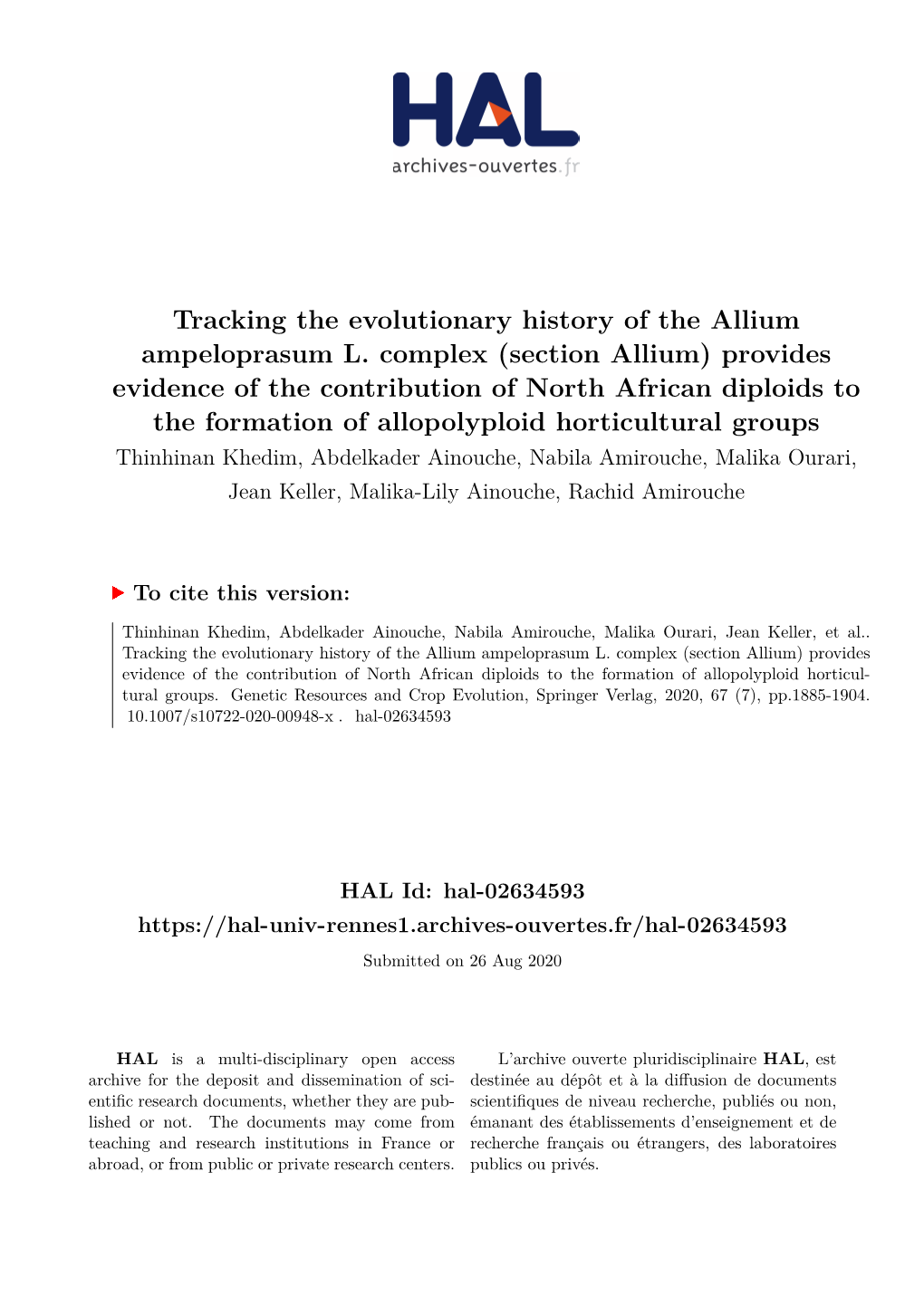 Tracking the Evolutionary History of the Allium Ampeloprasum L. Complex