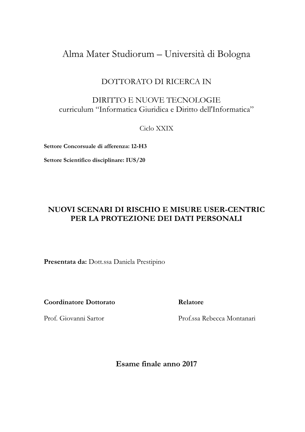 Alma Mater Studiorum – Università Di Bologna