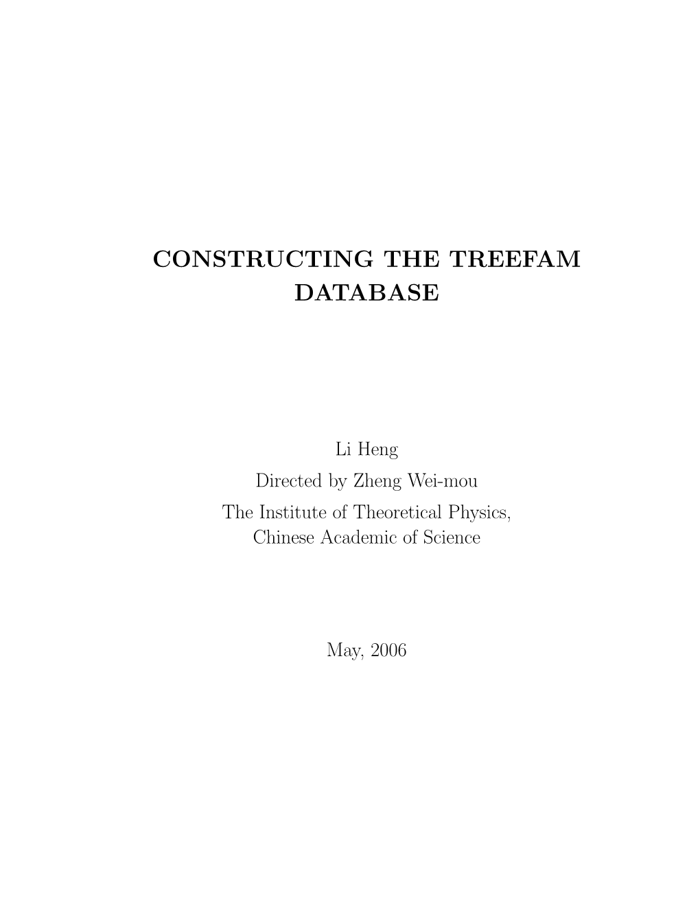 Constructing the Treefam Database