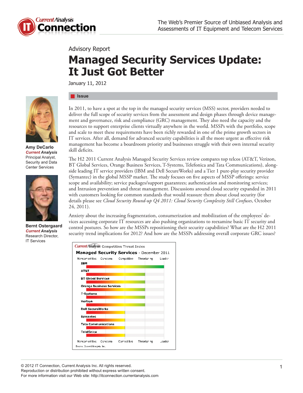 Managed Security Services Update: It Just Got Better January 11, 2012