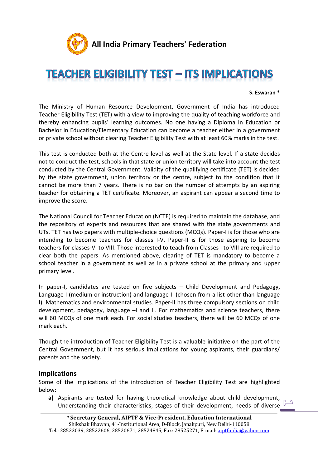 India Primary Teachers' Federation