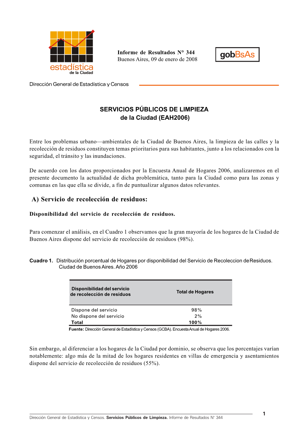 Informe De Resultados N° 344 Buenos Aires, 09 De Enero De 2008