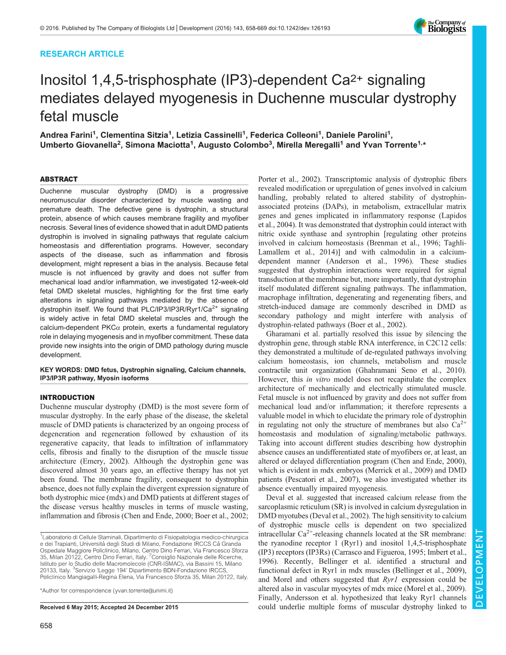 (IP3)-Dependent Ca2+ Signaling Mediates Delayed Myogenesis In