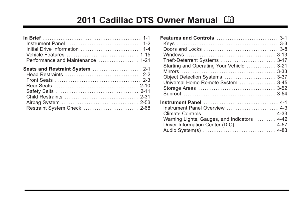 2011 Cadillac DTS Owner Manual M