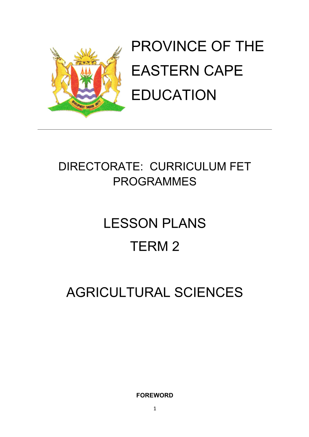 Directorate: Curriculum Fet Programmes