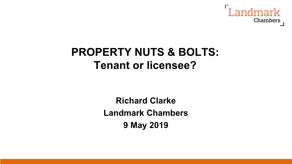 Tenant Or Licensee?