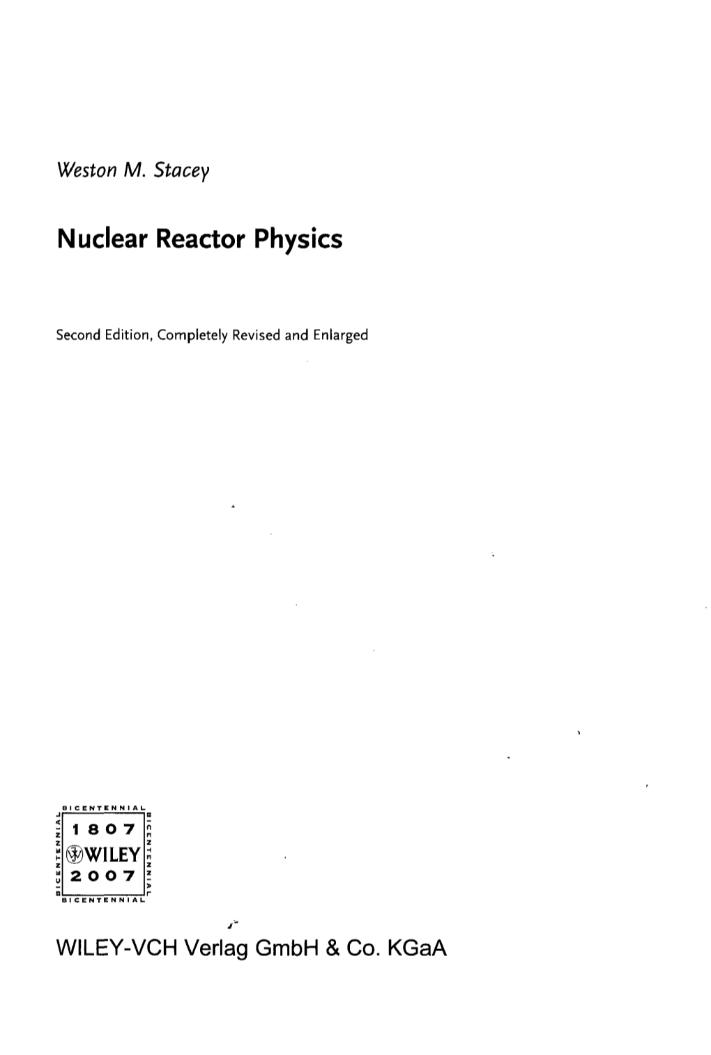 Nuclear Reactor Physics