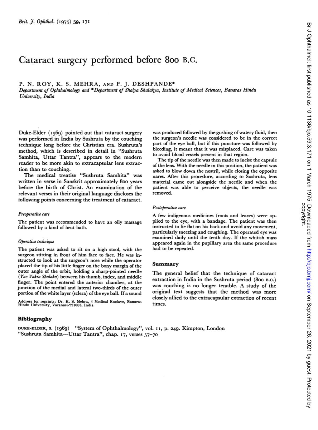 Cataract Surgery Performed Before 800 B.C
