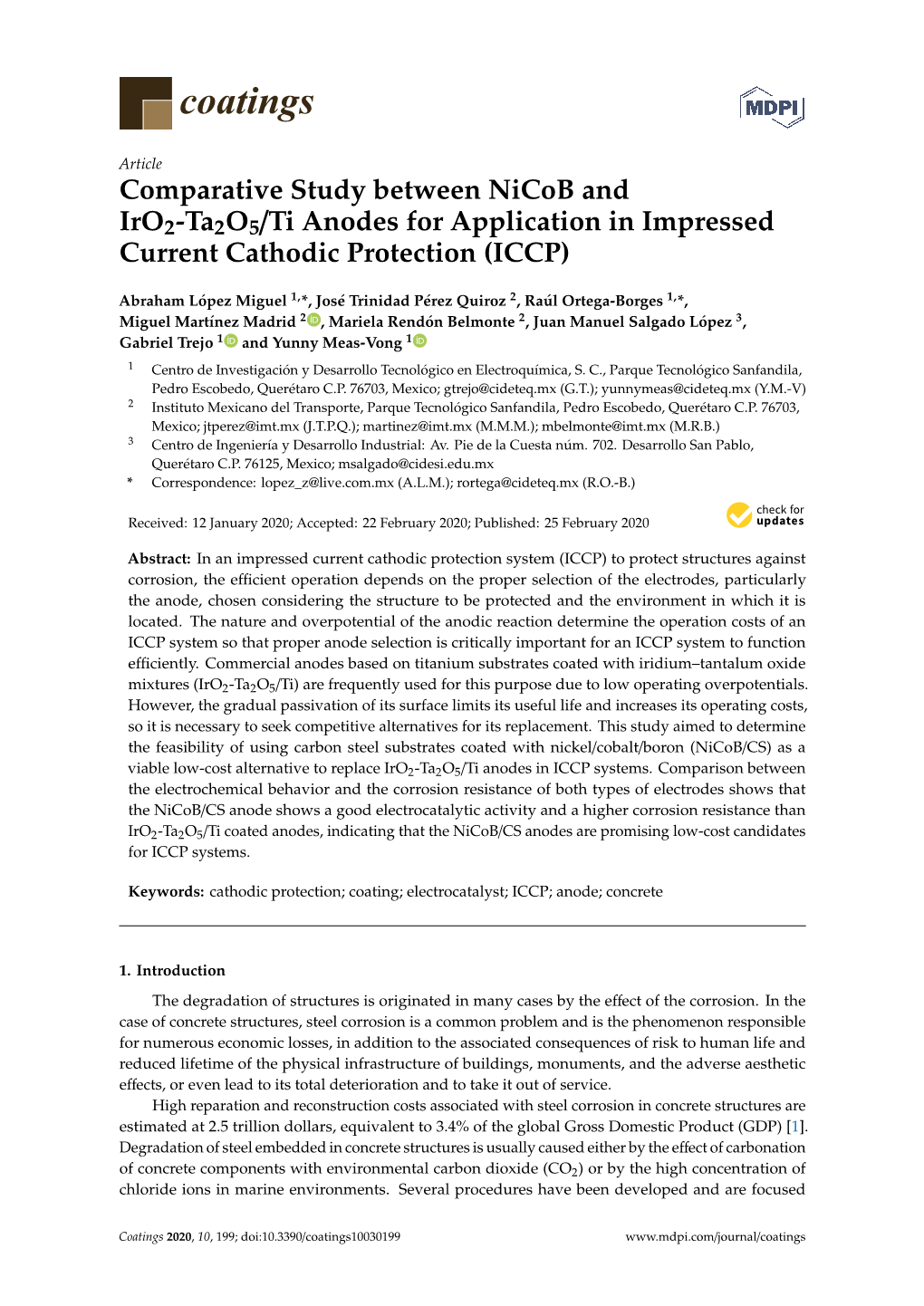 Comparative Study Between Nicob and Iro2-Ta2o5/Ti Anodes for Application in Impressed Current Cathodic Protection (ICCP)