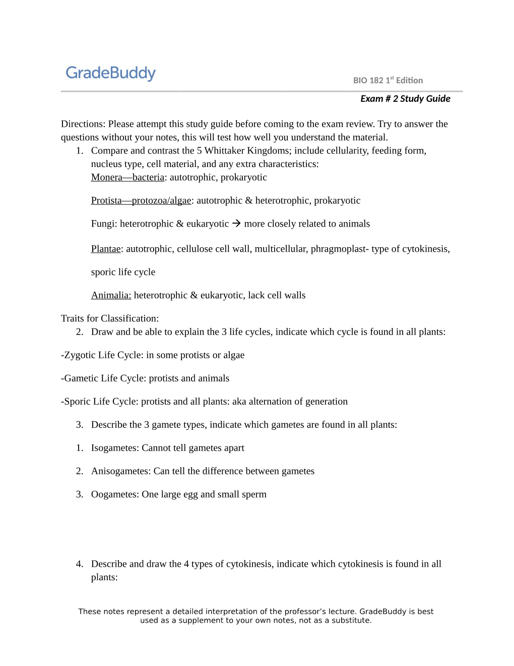 Exam # 2 Study Guide Directions