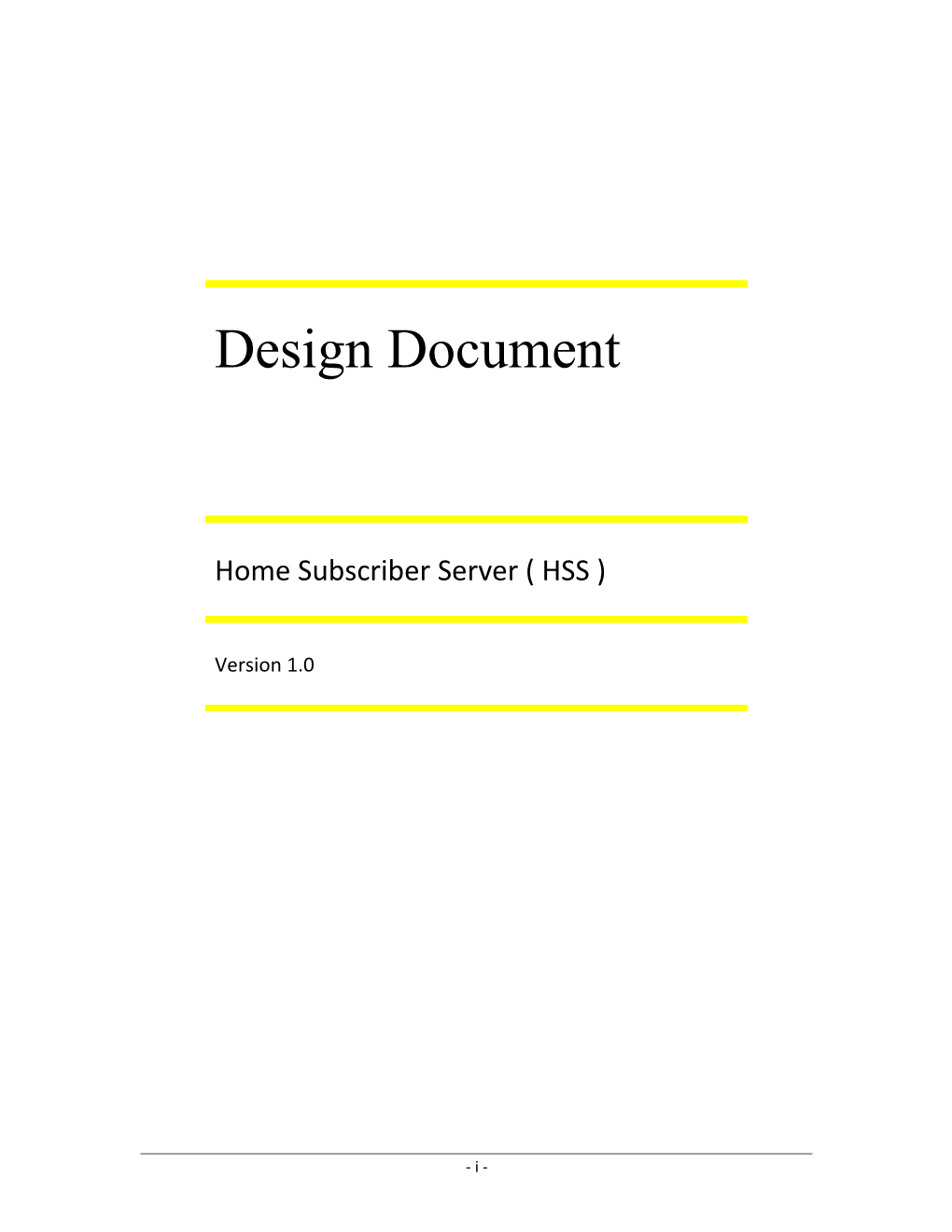 HSS Design Document CC4GTI