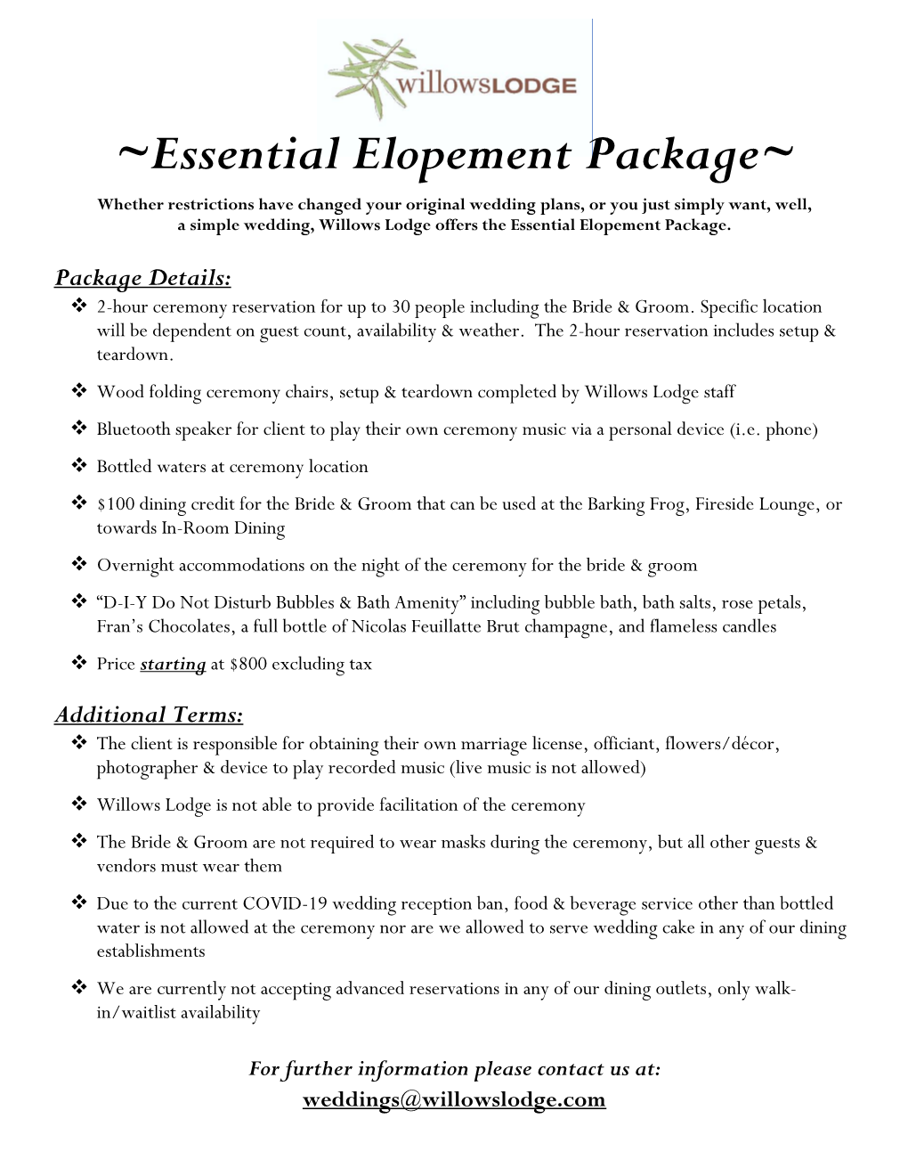 Essential Elopement Package