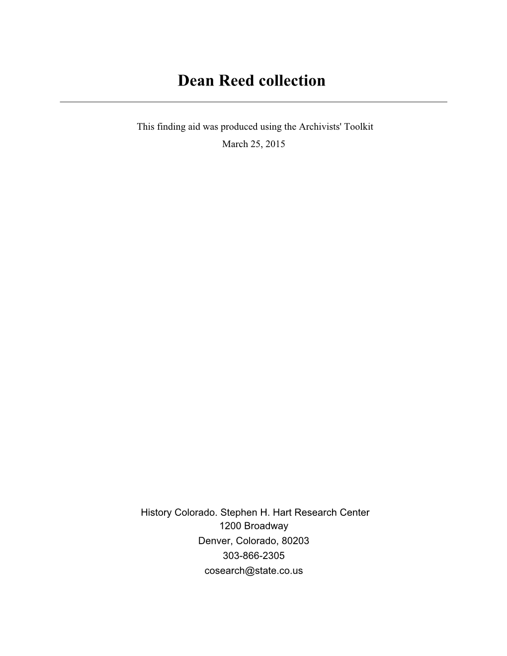 Dean Reed Collection