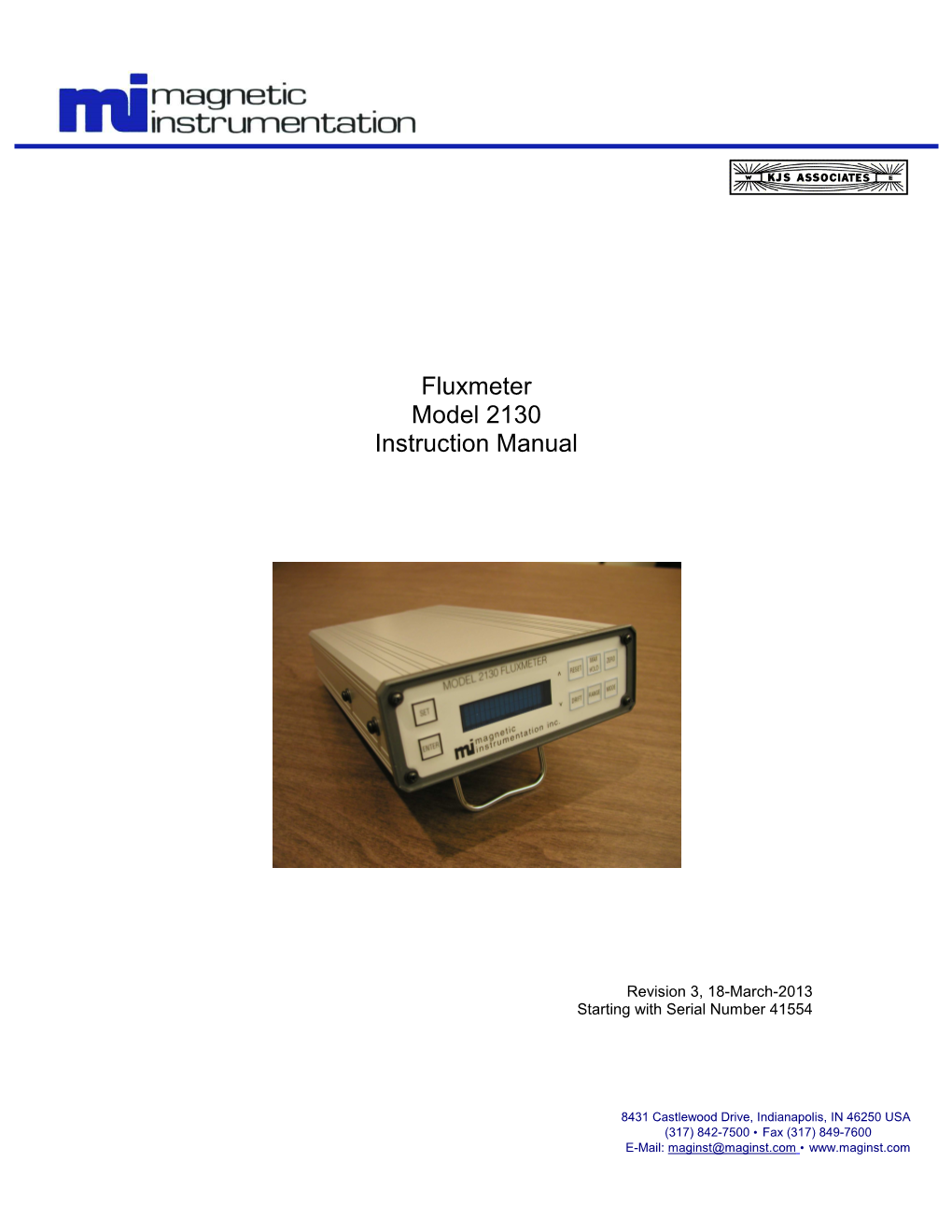 Fluxmeter Model 2130 Instruction Manual