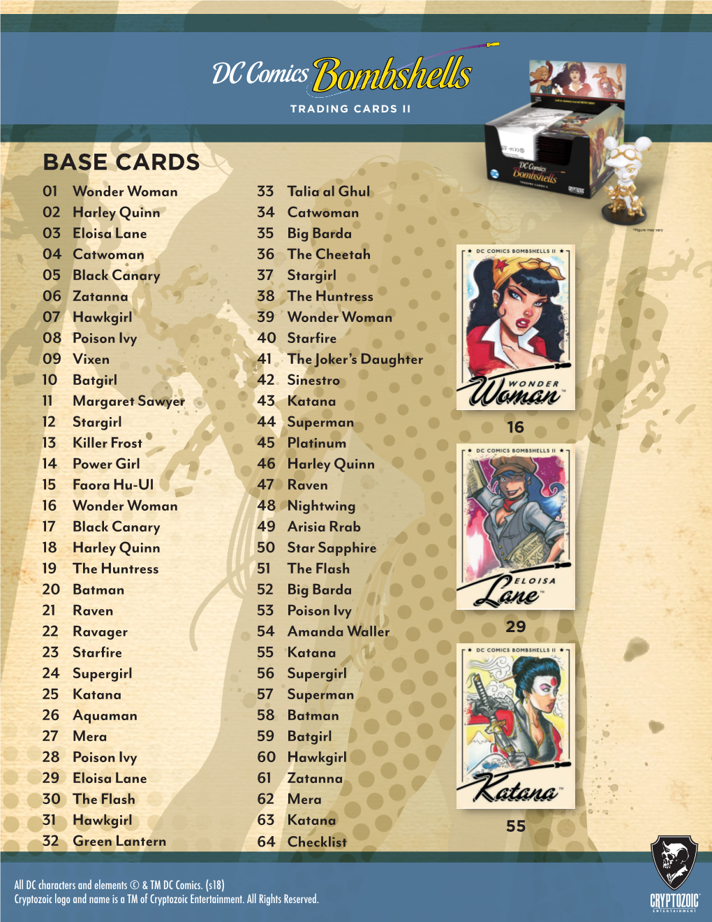 2018 Cryptozoic DC Bombshells Series 2 Checklist