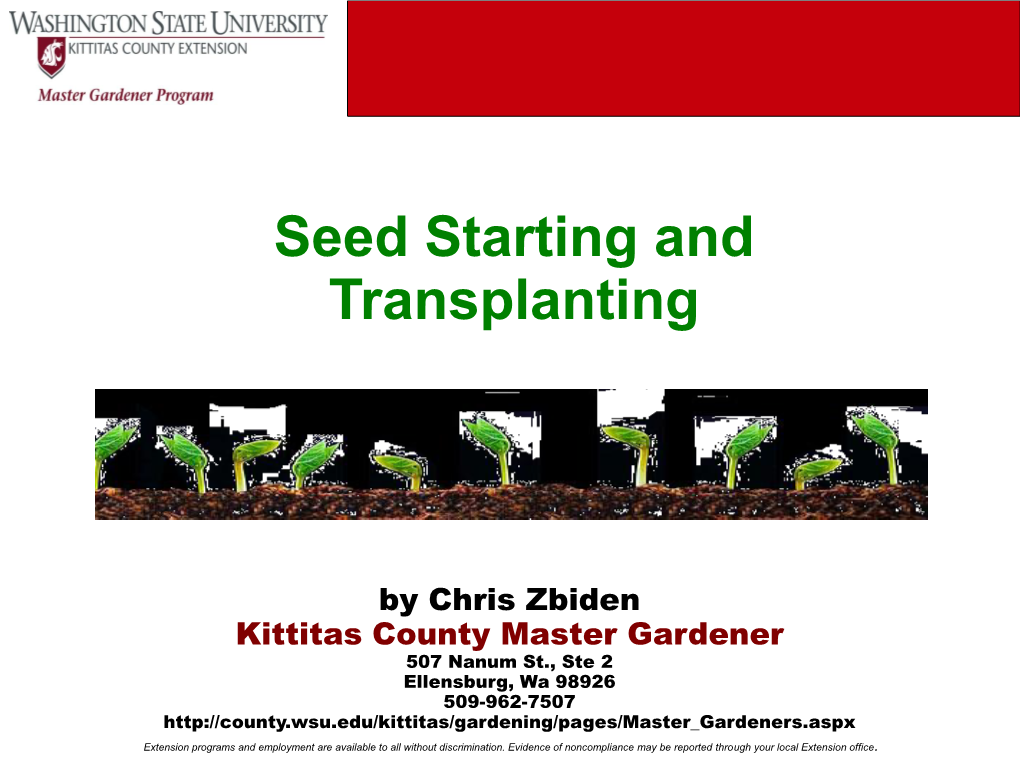 Seed Starting and Transplanting