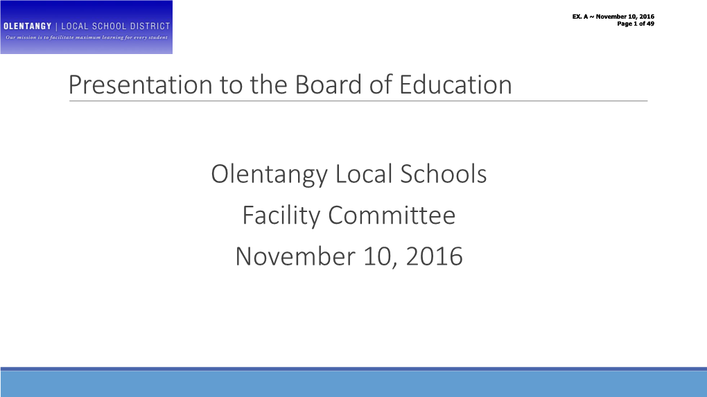 Presentation to the Board of Education