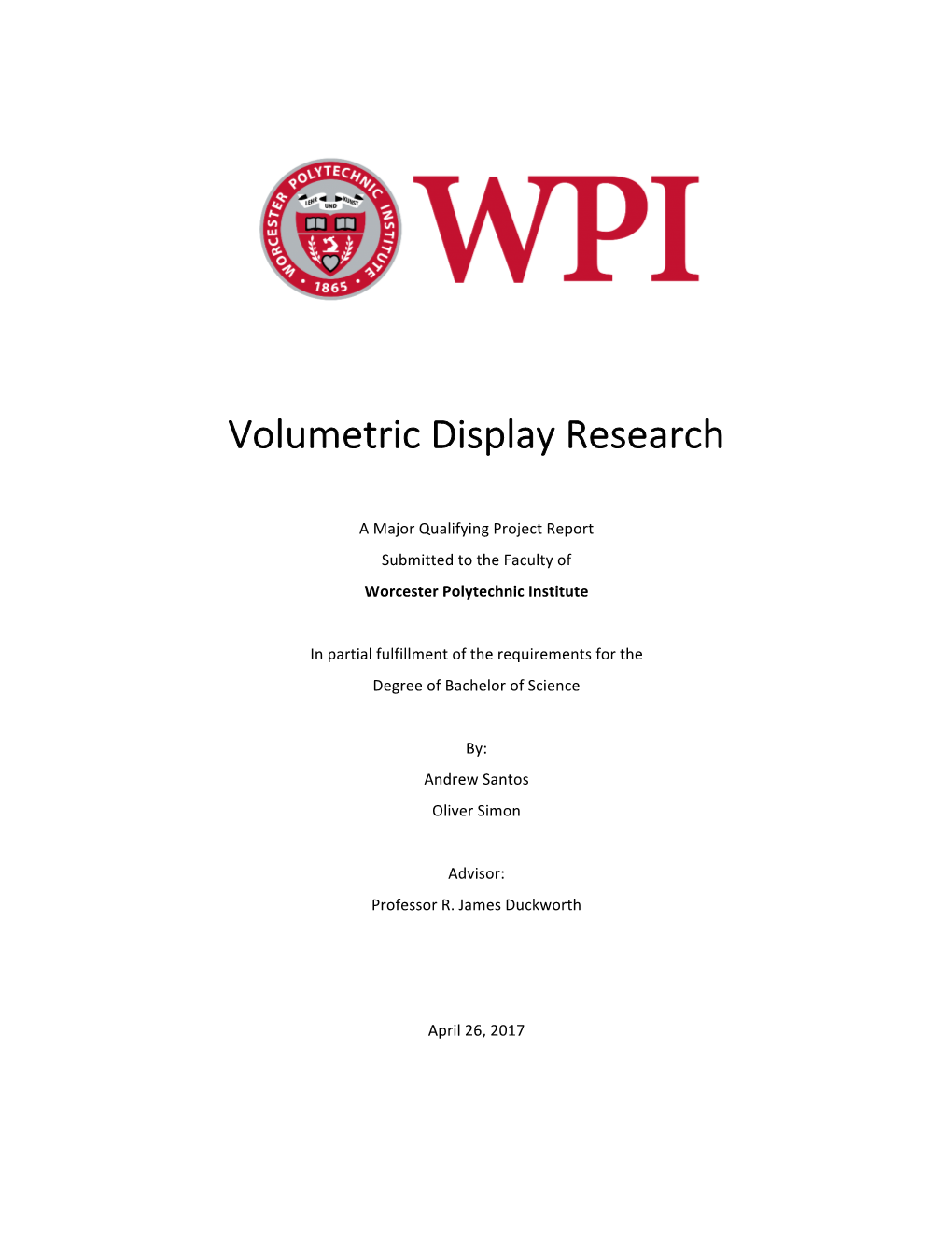 Volumetric Display Research