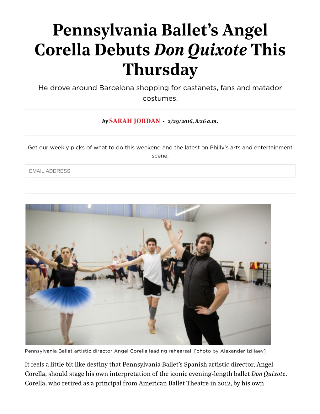 Pennsylvania Ballet's Angel Corella Debuts Don Quixote