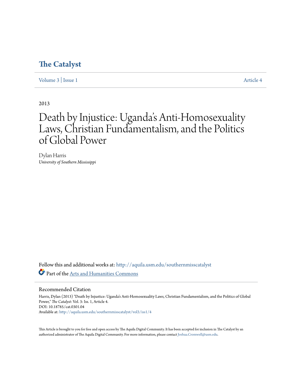 Death by Injustice: Uganda's Anti-Homosexuality Laws, Christian