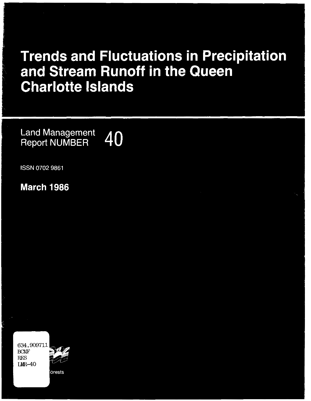 I, Charlotte Islands Trends and Fluctuations in Precipitation And