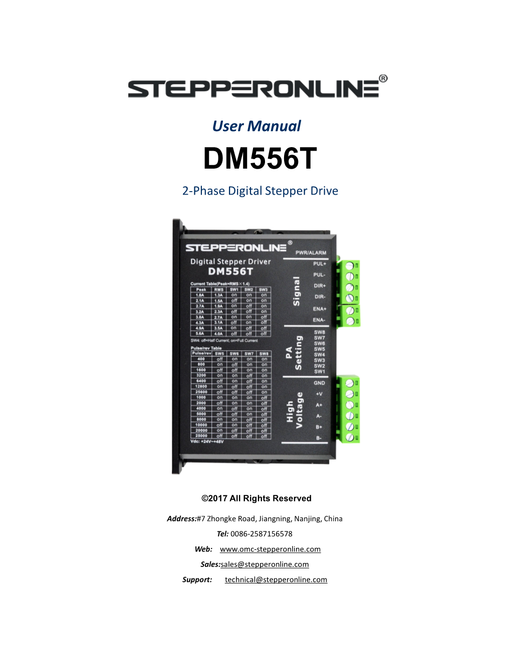 DM556T Full Datasheet Digital Stepper Driver 1.8~5.6A 20-50VDC