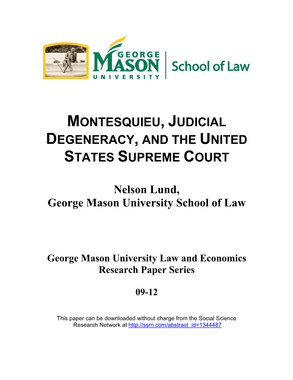 Montesquieu, Judicial Degeneracy, and the United States Supreme Court