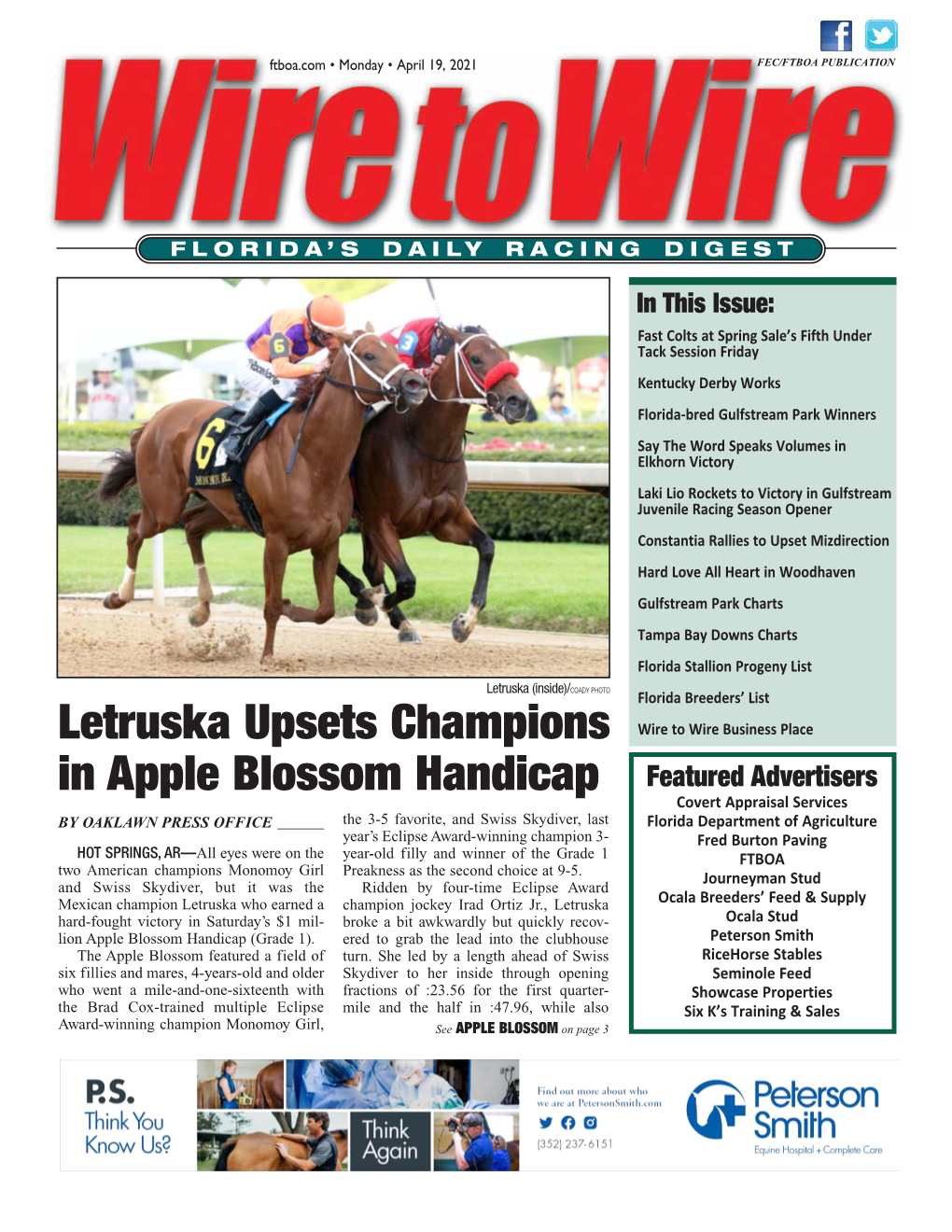 Letruska Upsets Champions in Apple Blossom Handicap