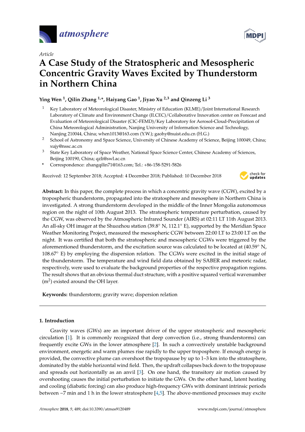 A Case Study of the Stratospheric and Mesospheric Concentric Gravity Waves Excited by Thunderstorm in Northern China