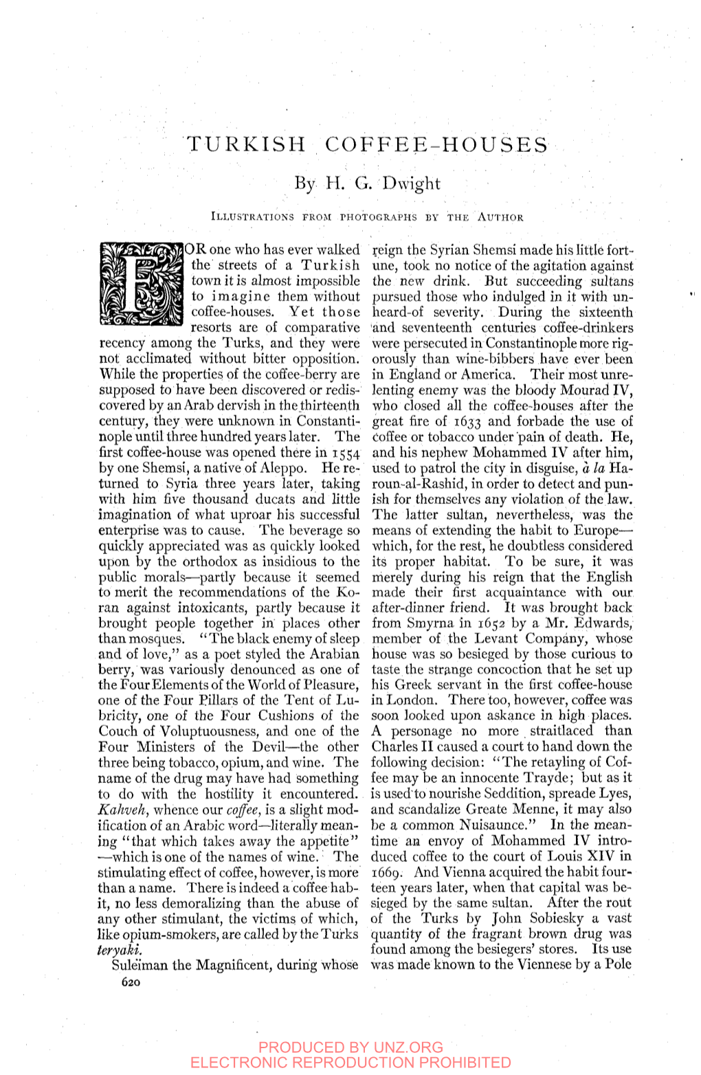 TURKISH COFFEE-HOUSES by H. G. Dwight