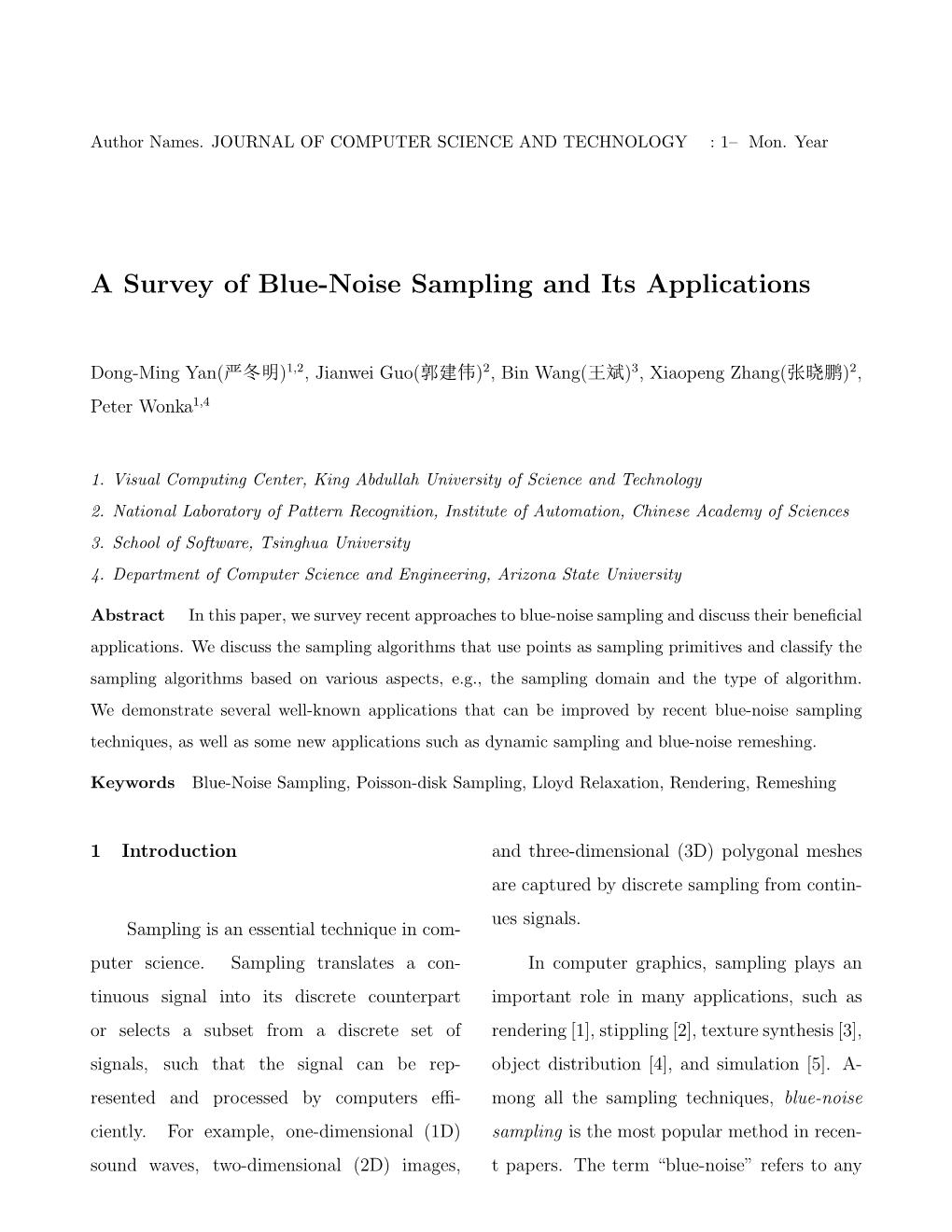 A Survey of Blue-Noise Sampling and Its Applications