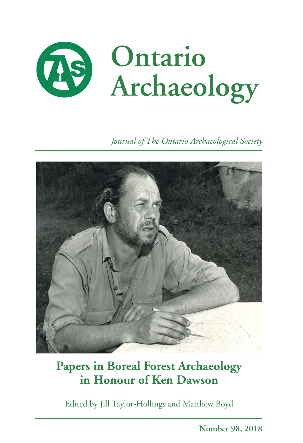 Ontario Archaeology Journal of the Ontario Archaeological Society