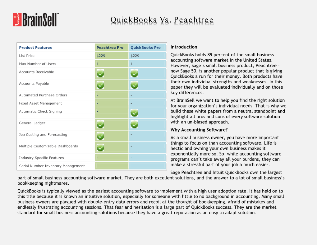 Quickbooks Vs. Peachtree