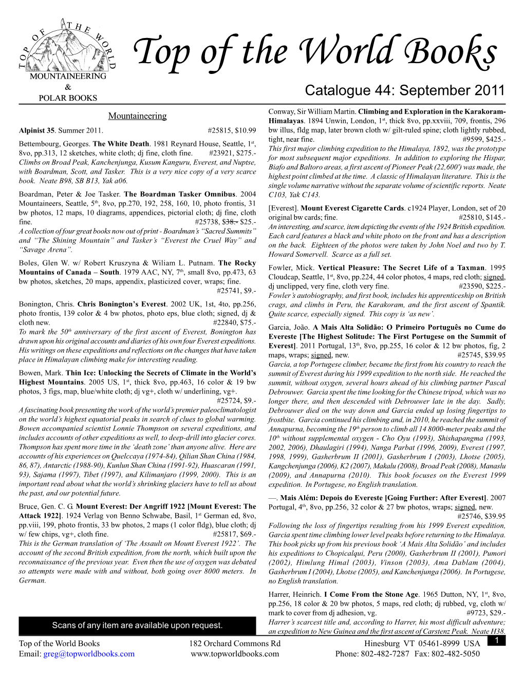 Catalogue 44: September 2011