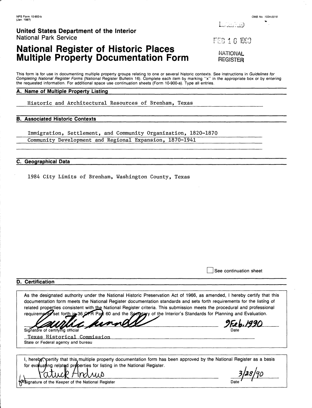 National Register of Historic Places Multiple Property Documentation