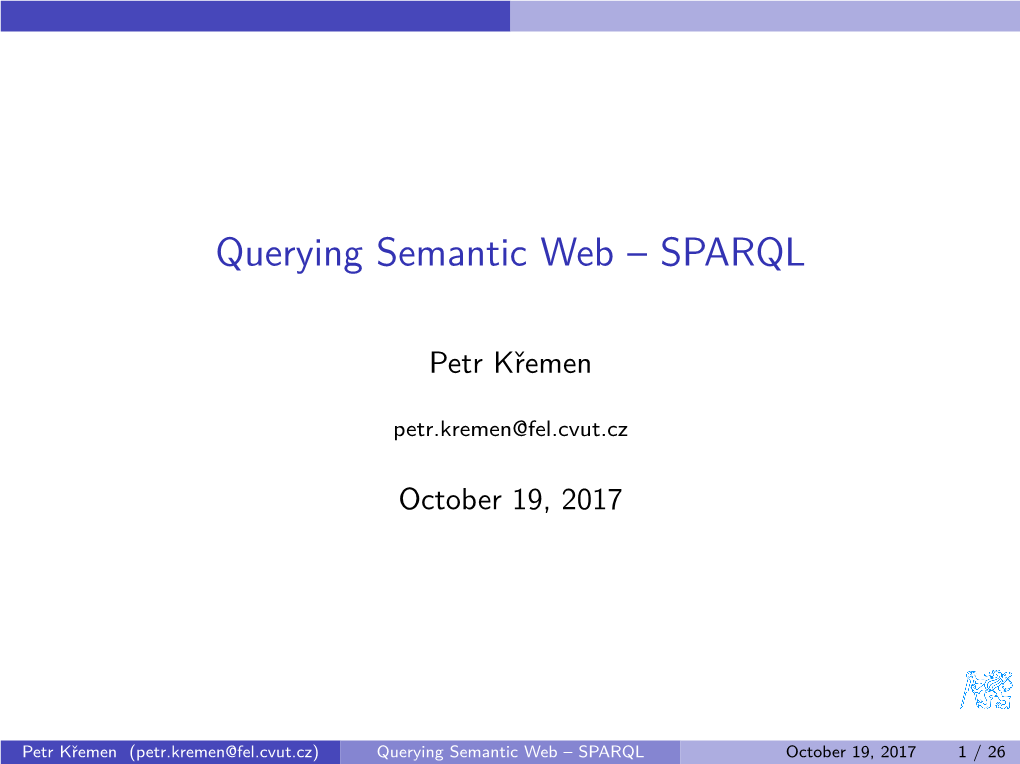 Querying Semantic Web – SPARQL