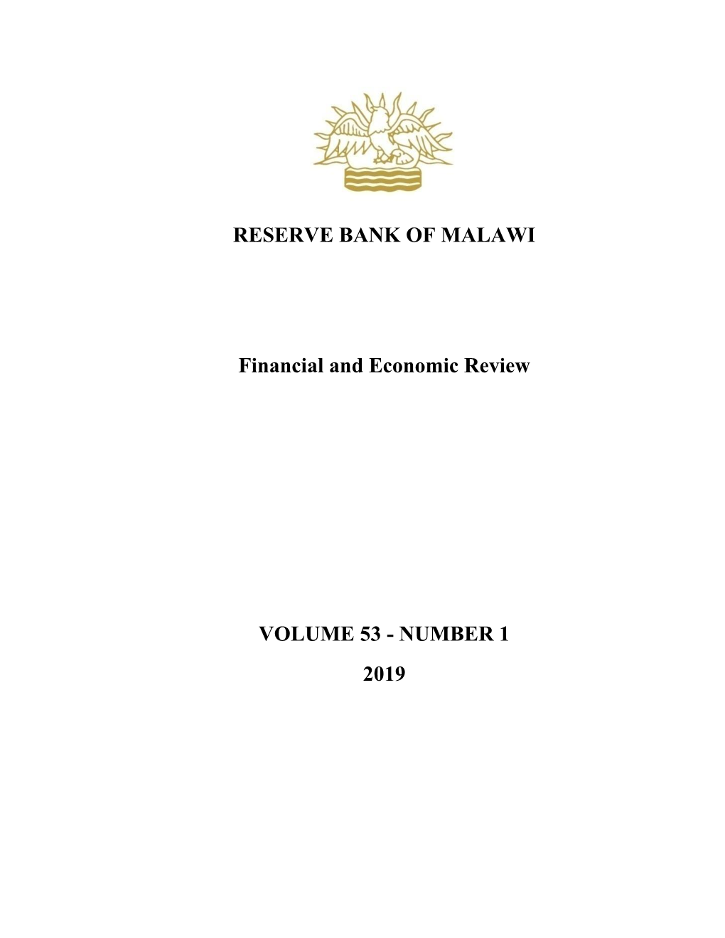 RESERVE BANK of MALAWI Financial and Economic Review VOLUME 53
